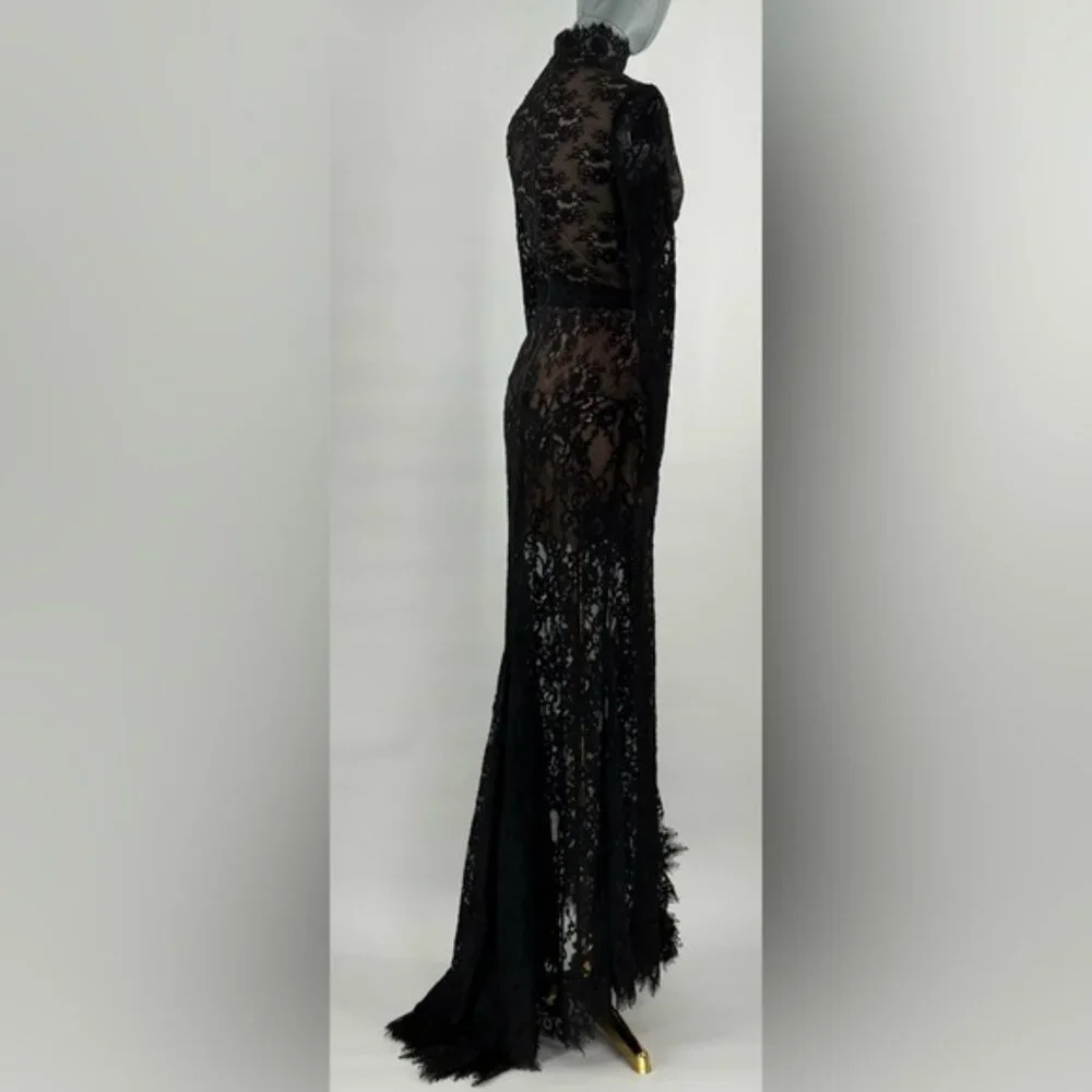 🆕 BRONX & BANCO 🧿 NWOT Eleanor Black Lace Cut Out Gown, Sz XS US 2 - Picture 7 of 16